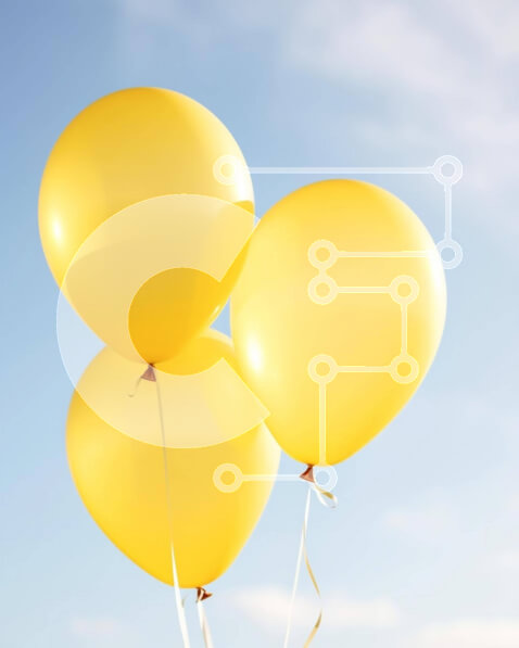 Intra Συλλεκτικό Ξύλινο Παζλ Plywood  4mm - Τρία κίτρινα μπαλόνια που επιπλέουν στον ουρανό Σε Ξύλινο Κουτί - Διαστάσεις: 10x10 cm – 25 κομμάτια