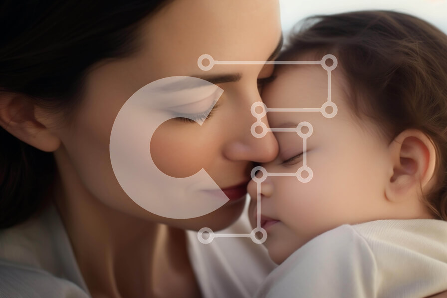 Intra Συλλεκτικό Ξύλινο Παζλ Plywood  4mm - Μητέρα που αγκαλιάζει το μωρό που κοιμάται Σε Ξύλινο Κουτί - Διαστάσεις Puzzle: 10x10 cm – 25 κομμάτια