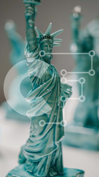 Intra Συλλεκτικό Ξύλινο Παζλ Plywood  4mm - Μπλε Άγαλμα της Ελευθερίας Εγκατάσταση τέχνης Statues Σε Ξύλινο Κουτί - Διαστάσεις Puzzle: 10x10 cm – 25 κομμάτια