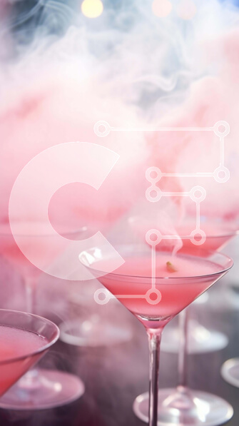 Intra Συλλεκτικό Ξύλινο Παζλ Plywood  4mm - Ομάδα από ποτήρια ροζ Martini με καπνό Σε Ξύλινο Κουτί - Διαστάσεις: 10x10 cm – 25 κομμάτια