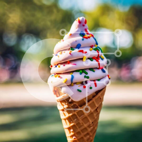 Σετ των 2 Intra Συλλεκτικό Ξύλινο Παζλ Plywood  4mm - Πολύχρωμο χωνάκι παγωτού πασπαλίζει με ποδήλατα Σε Ξύλινο Κουτί - Διαστάσεις: 10x10 cm – 25 κομμάτια