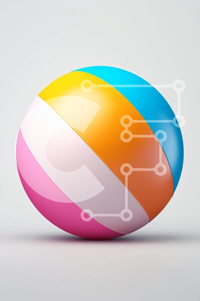 Intra Συλλεκτικό Ξύλινο Παζλ Plywood  4mm - Πολύχρωμη μπάλα παραλίας τρισδιάστατη απόδοση Σε Ξύλινο Κουτί - Διαστάσεις Puzzle: 10x10 cm – 25 κομμάτια