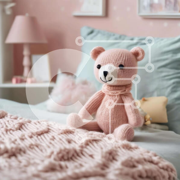 Intra Συλλεκτικό Ξύλινο Παζλ Plywood  4mm - Ροζ αρκουδάκι στο κρεβάτι Σε Ξύλινο Κουτί - Διαστάσεις: 10x10 cm – 25 κομμάτια