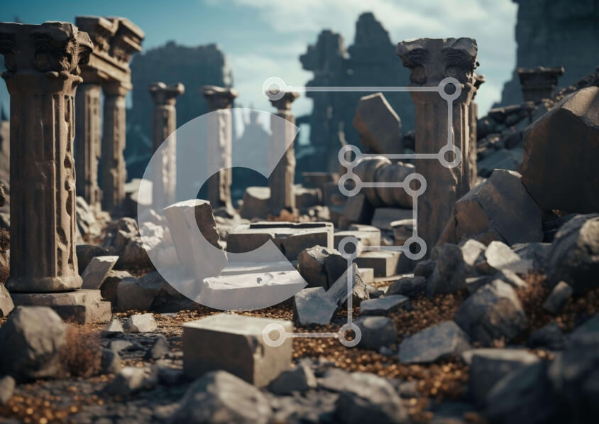 Intra Συλλεκτικό Ξύλινο Παζλ Plywood  4mm - Τρισδιάστατη απόδοση του αρχαίου ερειπίου Σε Ξύλινο Κουτί - Διαστάσεις Puzzle: 10x10 cm – 25 κομμάτια