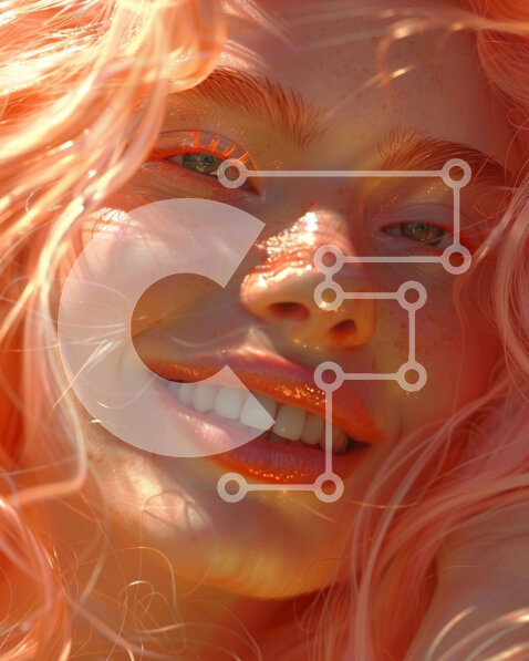 Intra Συλλεκτικό Ξύλινο Παζλ Plywood  4mm - Χαμογελαστή γυναίκα με ροζ μαλλιά Σε Ξύλινο Κουτί - Διαστάσεις Puzzle: 10x10 cm – 25 κομμάτια