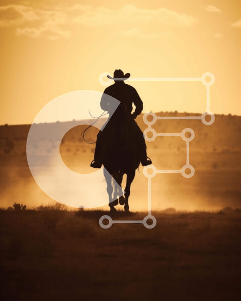 Intra Συλλεκτικό Ξύλινο Παζλ Plywood  4mm - Καουμπόη ιππασία στο ηλιοβασίλεμα Σε Ξύλινο Κουτί - Διαστάσεις: 10x10 cm – 25 κομμάτια