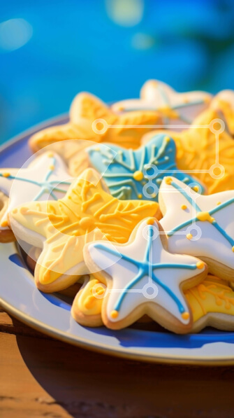 Intra Συλλεκτικό Ξύλινο Παζλ Plywood  4mm - Πιάτο μπισκότα με θέμα τη θάλασσα με διακοσμήσεις αστεριών και κοχυλιών Σε Ξύλινο Κουτί - Διαστάσεις: 10x10 cm – 25 κομμάτια