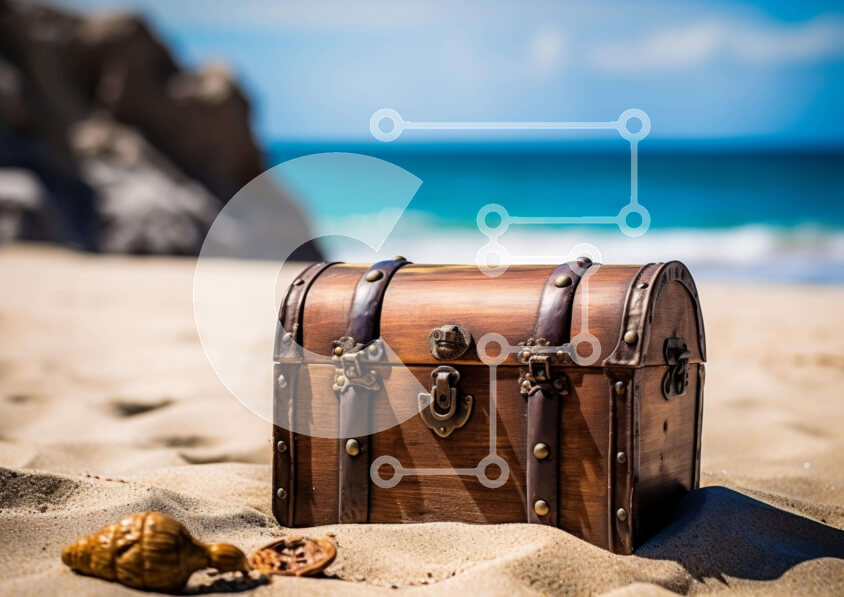 Intra Συλλεκτικό Ξύλινο Παζλ Plywood  4mm - Ξύλινο σεντούκι δίπλα στον ωκεανό Σε Ξύλινο Κουτί - Διαστάσεις: 10x10 cm – 25 κομμάτια