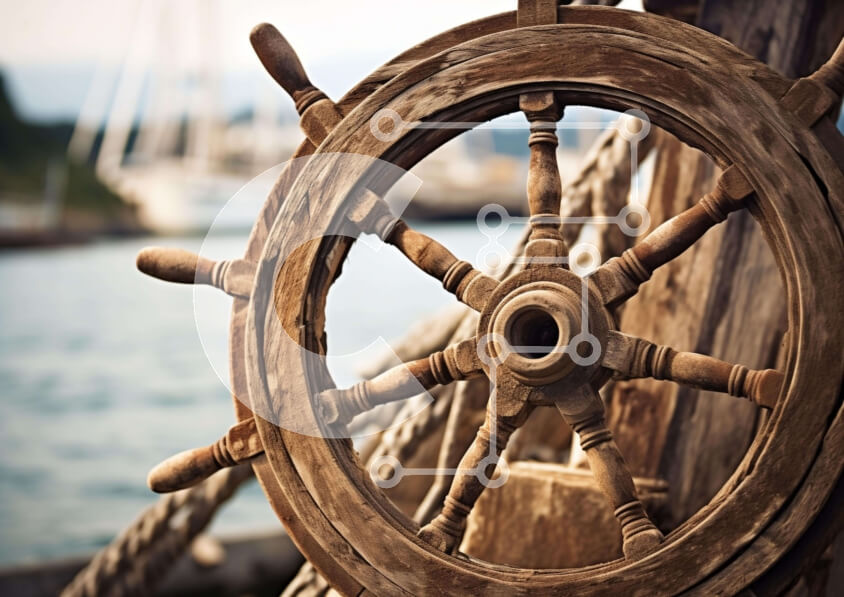 Intra Συλλεκτικό Ξύλινο Παζλ Plywood  4mm - Ξύλινο τιμόνι πλοίου και βάρκες Σε Ξύλινο Κουτί - Διαστάσεις Puzzle: 10x10 cm – 25 κομμάτια