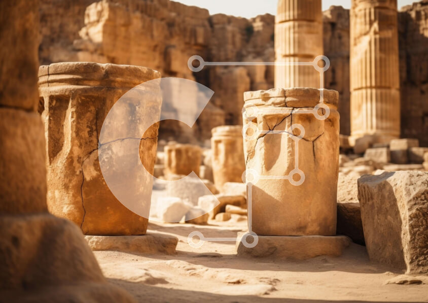 Intra Συλλεκτικό Ξύλινο Παζλ Plywood  4mm - Αρχαίοι πυλώνες στην έρημο Σε Ξύλινο Κουτί - Διαστάσεις Puzzle: 10x10 cm – 25 κομμάτια