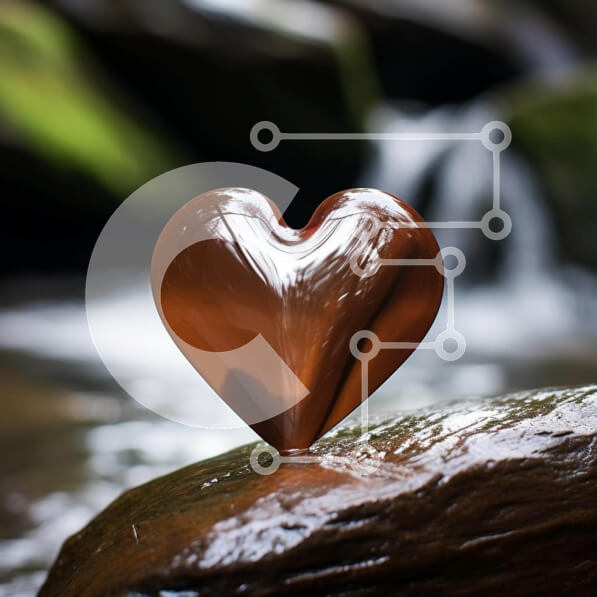 Intra Συλλεκτικό Ξύλινο Παζλ Plywood  4mm - Γυάλινο γλυπτό σε σχήμα καρδιάς σε βράχο με καταρράκτη Σε Ξύλινο Κουτί - Διαστάσεις: 10x10 cm – 25 κομμάτια