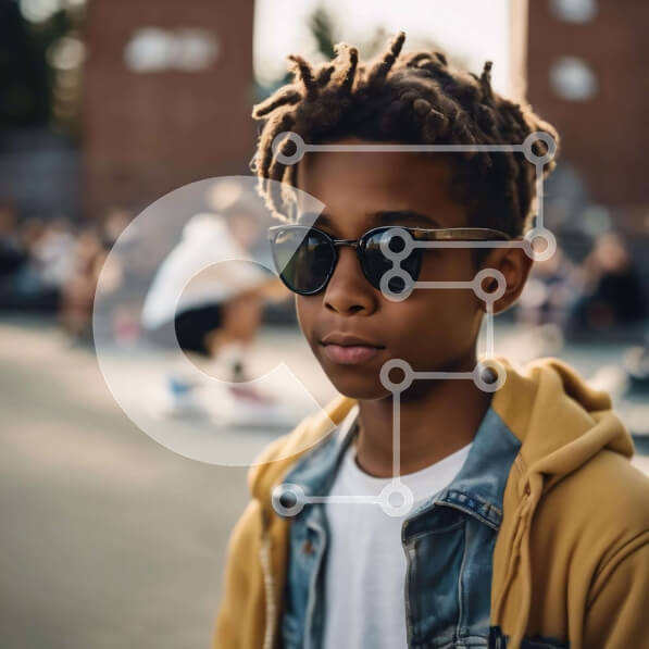 Intra Συλλεκτικό Ξύλινο Παζλ Plywood  4mm - Cool νεαρό αγόρι με γυαλιά ηλίου και dreadlocks Σε Ξύλινο Κουτί - Διαστάσεις Puzzle: 10x10 cm – 25 κομμάτια