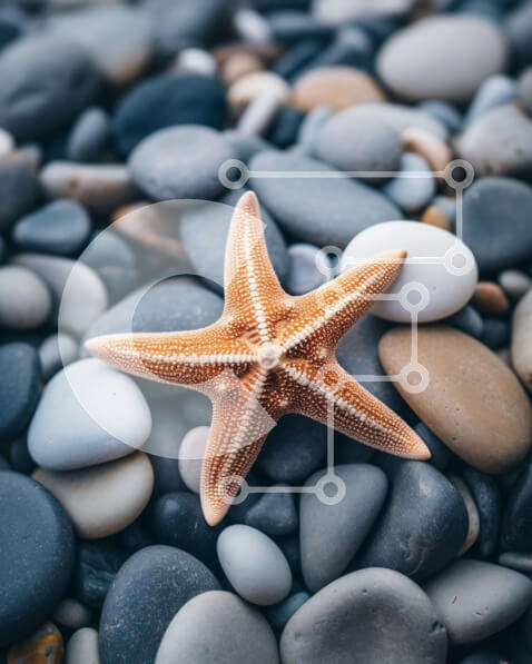 Intra Συλλεκτικό Ξύλινο Παζλ Plywood  4mm - Αστερίας σε βράχους και βότσαλα Σε Ξύλινο Κουτί - Διαστάσεις: 10x10 cm – 25 κομμάτια