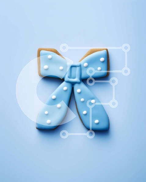 Σετ των 2 Intra Συλλεκτικό Ξύλινο Παζλ Plywood  4mm - Μπλε και άσπρο μπισκότο με φιόγκο σε παγωμένο φόντο Σε Ξύλινο Κουτί - Διαστάσεις: 10x10 cm – 25 κομμάτια