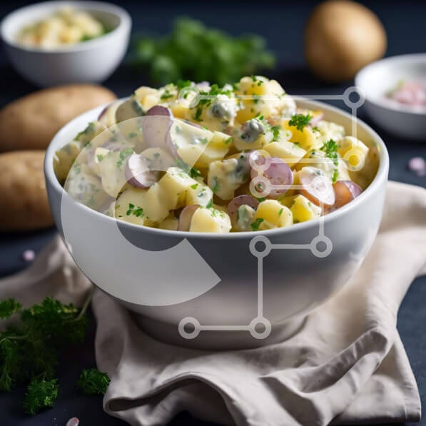 Σετ των 2 Intra Συλλεκτικό Ξύλινο Παζλ Plywood  4mm - Πατατοσαλάτα με γαρνιτούρα μαϊντανού Σε Ξύλινο Κουτί - Διαστάσεις: 10x10 cm – 25 κομμάτια