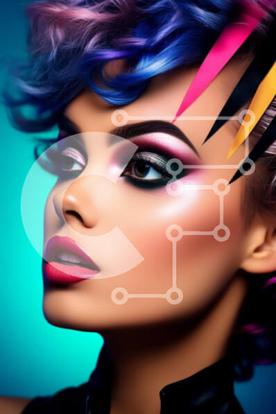 Intra Συλλεκτικό Ξύλινο Παζλ Plywood  4mm - Γυναίκα με πολύχρωμα μαλλιά και μακιγιάζ Σε Ξύλινο Κουτί - Διαστάσεις Puzzle: 10x10 cm – 25 κομμάτια