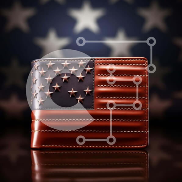 Intra Συλλεκτικό Ξύλινο Παζλ Plywood  4mm - Δερμάτινο πορτοφόλι American Flag Σε Ξύλινο Κουτί - Διαστάσεις: 10x10 cm – 25 κομμάτια