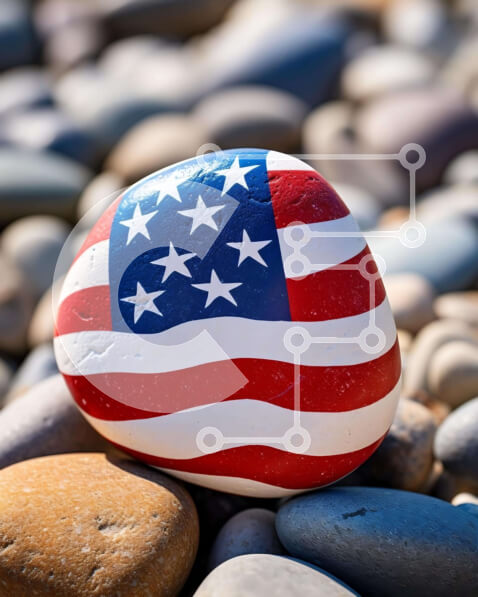 Intra Συλλεκτικό Ξύλινο Παζλ Plywood  4mm - Πατριωτικό ροκ με αμερικανική σημαία Σε Ξύλινο Κουτί - Διαστάσεις Puzzle: 10x10 cm – 25 κομμάτια