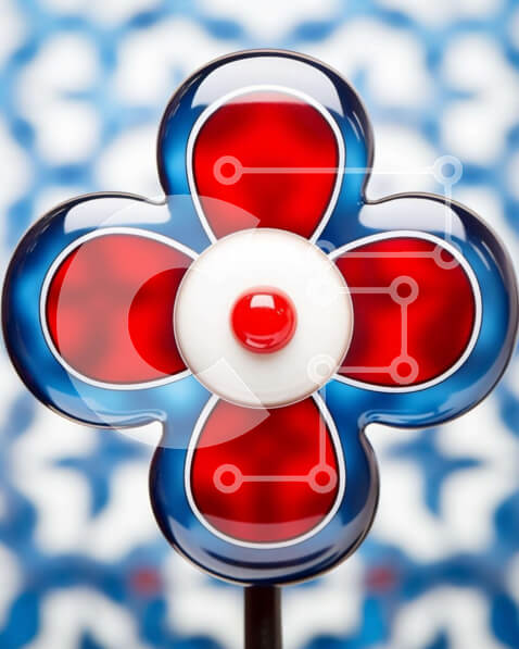 Intra Συλλεκτικό Ξύλινο Παζλ Plywood  4mm - Κόκκινη, άσπρη και μπλε ανεμοσκόπηση σε σχήμα λουλουδιού Σε Ξύλινο Κουτί - Διαστάσεις: 10x10 cm – 25 κομμάτια