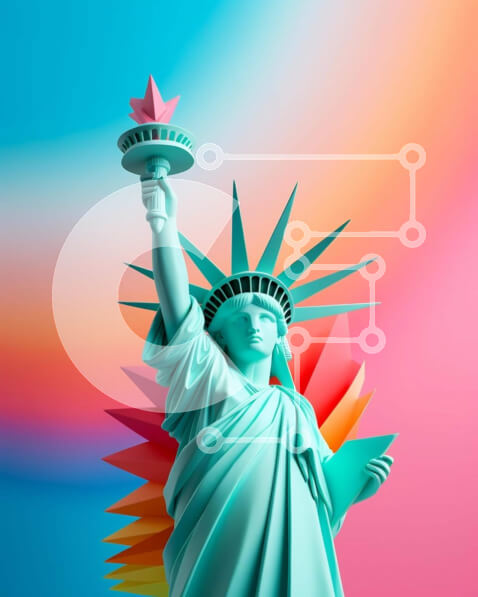 Intra Συλλεκτικό Ξύλινο Παζλ Plywood  4mm - Άγαλμα της Ελευθερίας με αστέρι στο χρώμα του ουράνιου τόξου Σε Ξύλινο Κουτί - Διαστάσεις Puzzle: 10x10 cm – 25 κομμάτια