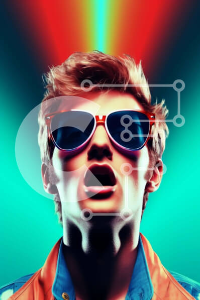 Intra Συλλεκτικό Ξύλινο Παζλ Plywood  4mm - Νεαρός άνδρας με πορτοκαλί μπουφάν με πολύχρωμα φώτα Σε Ξύλινο Κουτί - Διαστάσεις Puzzle: 10x10 cm – 25 κομμάτια