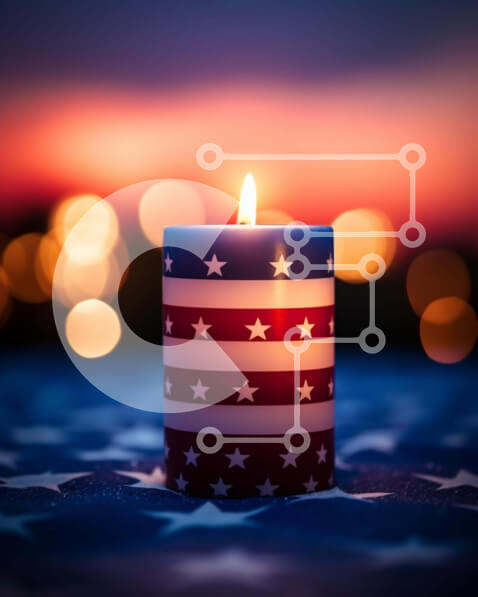 Intra Συλλεκτικό Ξύλινο Παζλ Plywood  4mm - Πατριωτικό κερί για τις 4 Ιουλίου Σε Ξύλινο Κουτί - Διαστάσεις: 10x10 cm – 25 κομμάτια