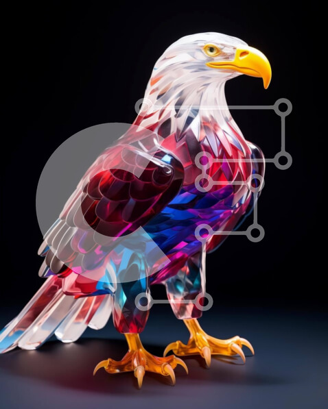 Intra Συλλεκτικό Ξύλινο Παζλ Plywood  4mm - Πολύχρωμο Γυάλινο Γλυπτό Αετού Σε Ξύλινο Κουτί - Διαστάσεις Puzzle: 10x10 cm – 25 κομμάτια