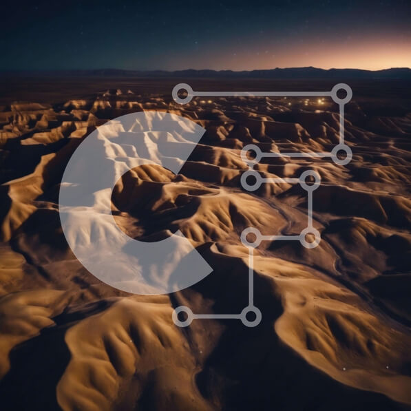 Intra Συλλεκτικό Ξύλινο Παζλ Plywood  4mm - Εναέρια άποψη του τοπίου της ερήμου τη νύχτα Σε Ξύλινο Κουτί - Διαστάσεις: 10x10 cm – 25 κομμάτια