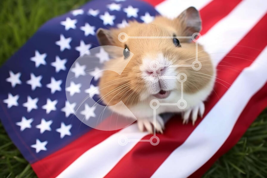 Σετ των 2 Intra Συλλεκτικό Ξύλινο Παζλ Plywood  4mm - Ινδικό χοιρίδιο στην αμερικανική σημαία Σε Ξύλινο Κουτί - Διαστάσεις: 10x10 cm – 25 κομμάτια