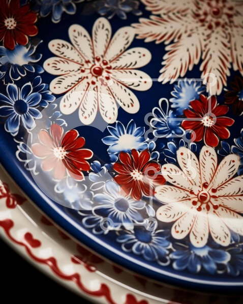 Intra Συλλεκτικό Ξύλινο Παζλ Plywood  4mm - Διακοσμητικά πιάτα με φλοράλ σχέδια Σε Ξύλινο Κουτί - Διαστάσεις: 10x10 cm – 25 κομμάτια