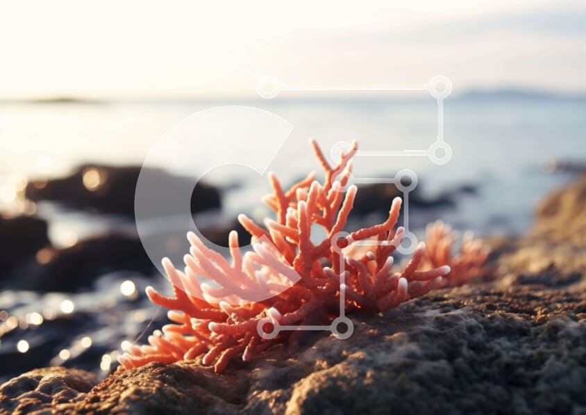 Intra Συλλεκτικό Ξύλινο Παζλ Plywood  4mm - Ροζ θαλάσσια ανεμώνη σε βράχους κοντά στο νερό Σε Ξύλινο Κουτί - Διαστάσεις: 10x10 cm – 25 κομμάτια