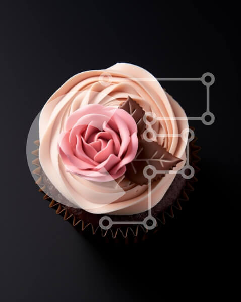 Σετ των 2 Intra Συλλεκτικό Ξύλινο Παζλ Plywood  4mm - Κομψό Cupcake με Ροζ Τριαντάφυλλο Σε Ξύλινο Κουτί - Διαστάσεις: 10x10 cm – 25 κομμάτια