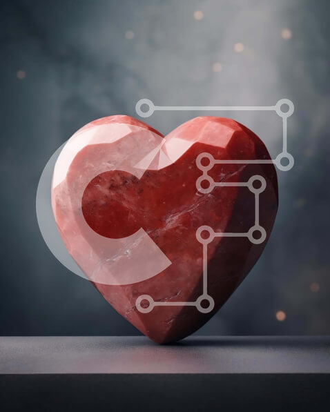 Intra Συλλεκτικό Ξύλινο Παζλ Plywood  4mm - Κόκκινη πέτρα σε σχήμα καρδιάς σε ξύλινο τραπέζι Σε Ξύλινο Κουτί - Διαστάσεις: 10x10 cm – 25 κομμάτια