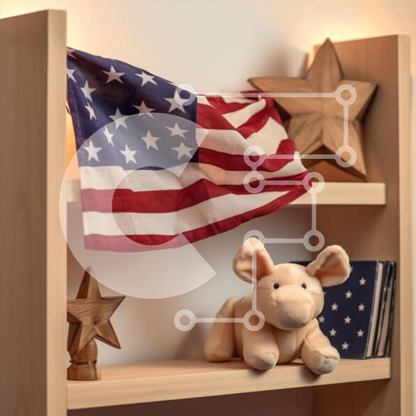 Intra Συλλεκτικό Ξύλινο Παζλ Plywood  4mm - Πατριωτικά στολίδια για τον εορτασμό της 4ης Ιουλίου Σε Ξύλινο Κουτί - Διαστάσεις: 10x10 cm – 25 κομμάτια