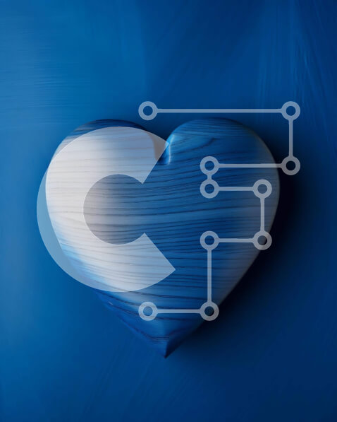 Intra Συλλεκτικό Ξύλινο Παζλ Plywood  4mm - Μπλε αντικείμενο σε σχήμα καρδιάς σε αφηρημένο μπλε φόντο Σε Ξύλινο Κουτί - Διαστάσεις Puzzle: 10x10 cm – 25 κομμάτια