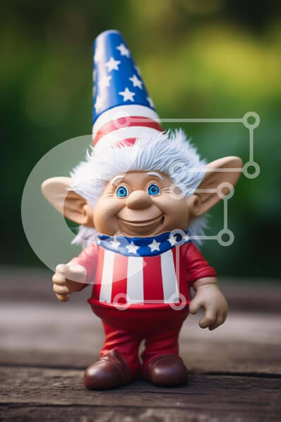 Intra Συλλεκτικό Ξύλινο Παζλ Plywood  4mm - Τρολ παιχνιδιών με κοστούμι αμερικανικής σημαίας Σε Ξύλινο Κουτί - Διαστάσεις: 10x10 cm – 25 κομμάτια