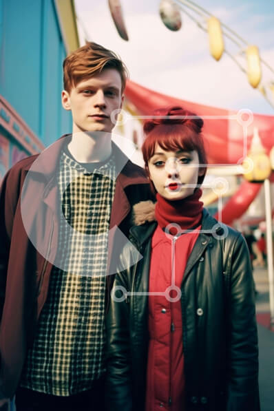 Intra Συλλεκτικό Ξύλινο Παζλ Plywood  4mm - Νεαρό ζευγάρι στο λούνα παρκ με καρναβαλικές βόλτες Σε Ξύλινο Κουτί - Διαστάσεις Puzzle: 10x10 cm – 25 κομμάτια