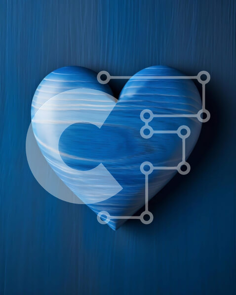 Intra Συλλεκτικό Ξύλινο Παζλ Plywood  4mm - Μπλε αντικείμενο σε σχήμα καρδιάς σε μπλε φόντο Σε Ξύλινο Κουτί - Διαστάσεις Puzzle: 10x10 cm – 25 κομμάτια