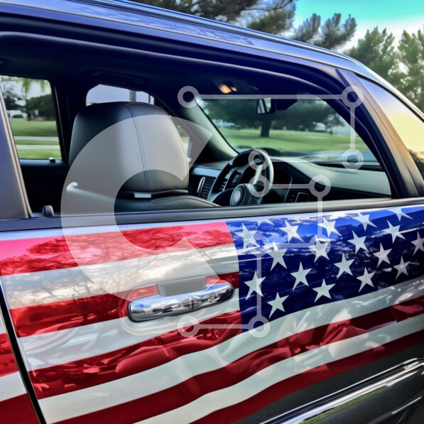 Intra Συλλεκτικό Ξύλινο Παζλ Plywood  4mm - Προσαρμοσμένο τζιπ με διακόσμηση αμερικανικής σημαίας Σε Ξύλινο Κουτί - Διαστάσεις Puzzle: 10x10 cm – 25 κομμάτια