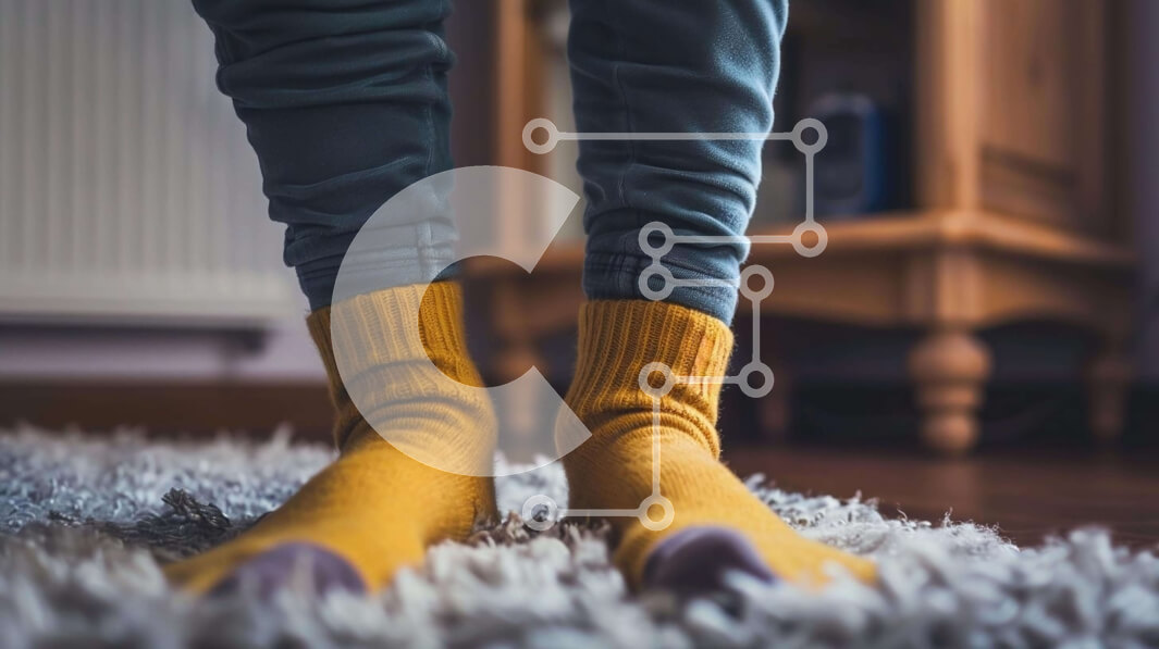 Intra Συλλεκτικό Ξύλινο Παζλ Plywood  4mm - Άτομο με κίτρινες κάλτσες που στέκεται σε δάπεδο με μοκέτα Σε Ξύλινο Κουτί - Διαστάσεις Puzzle: 10x10 cm – 25 κομμάτια