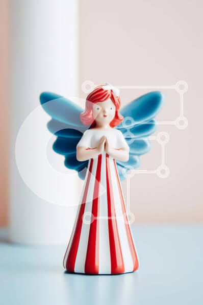 Intra Συλλεκτικό Ξύλινο Παζλ Plywood  4mm - Μικρό ειδώλιο αγγέλου σε μπλε φόντο Σε Ξύλινο Κουτί - Διαστάσεις: 10x10 cm – 25 κομμάτια