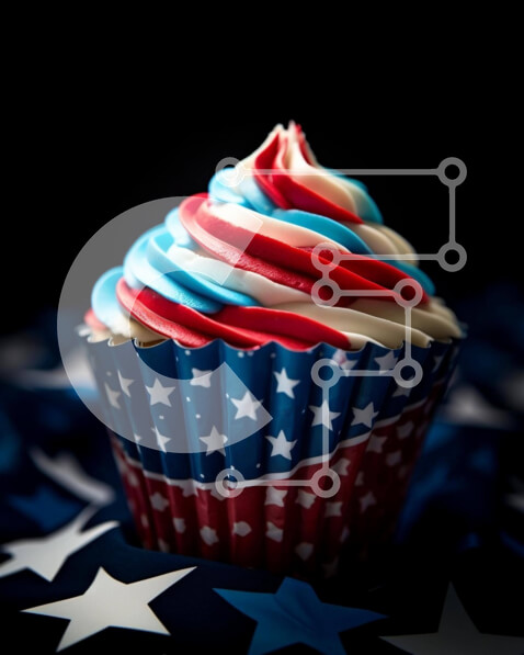 Σετ των 2 Intra Συλλεκτικό Ξύλινο Παζλ Plywood  4mm - Πατριωτικό Cupcake με Κόκκινο, Λευκό και Μπλε γλάσο Σε Ξύλινο Κουτί - Διαστάσεις: 10x10 cm – 25 κομμάτια