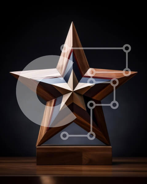 Intra Συλλεκτικό Ξύλινο Παζλ Plywood  4mm - Ξύλινο τρόπαιο σε σχήμα αστεριού Σε Ξύλινο Κουτί - Διαστάσεις: 10x10 cm – 25 κομμάτια