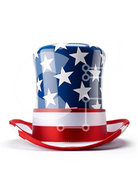 Intra Συλλεκτικό Ξύλινο Παζλ Plywood  4mm - Καπέλο με σχέδιο αμερικανικής σημαίας Σε Ξύλινο Κουτί - Διαστάσεις Puzzle: 10x10 cm – 25 κομμάτια