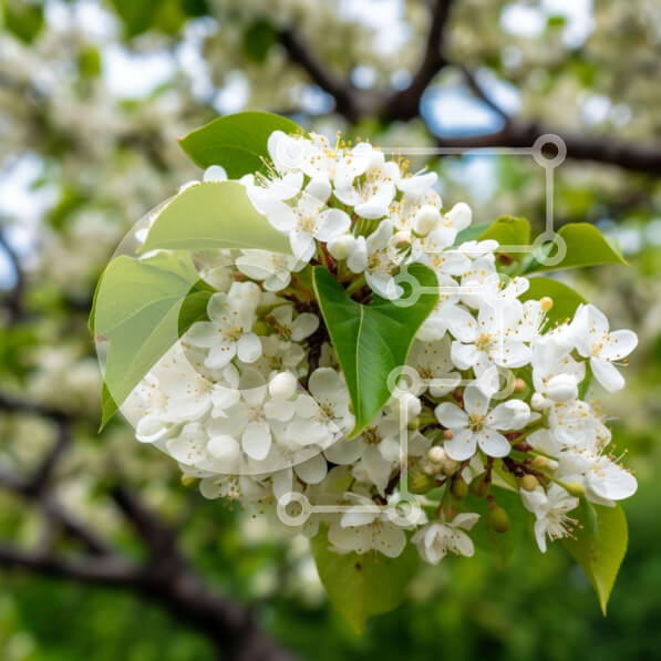 Intra Συλλεκτικό Ξύλινο Παζλ Plywood  4mm - Λευκό ανθισμένο κλαδί δέντρου στο δάσος Σε Ξύλινο Κουτί - Διαστάσεις: 10x10 cm – 25 κομμάτια