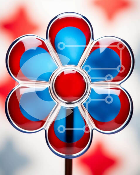 Intra Συλλεκτικό Ξύλινο Παζλ Plywood  4mm - Πατριωτικό pinwheel με φόντο αμερικανική σημαία Σε Ξύλινο Κουτί - Διαστάσεις: 10x10 cm – 25 κομμάτια