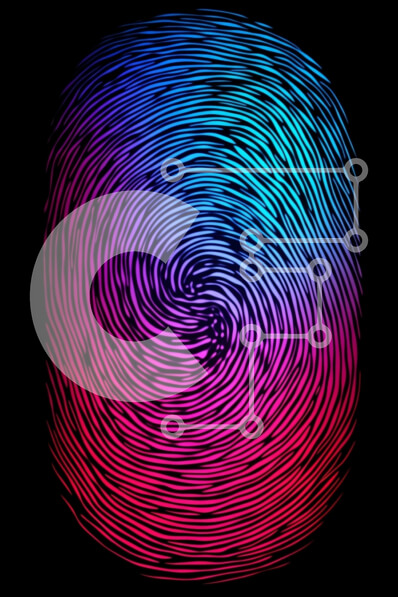 Intra Συλλεκτικό Ξύλινο Παζλ Plywood  4mm - Πολύχρωμο δακτυλικό αποτύπωμα σε μαύρο φόντο Σε Ξύλινο Κουτί - Διαστάσεις Puzzle: 10x10 cm – 25 κομμάτια