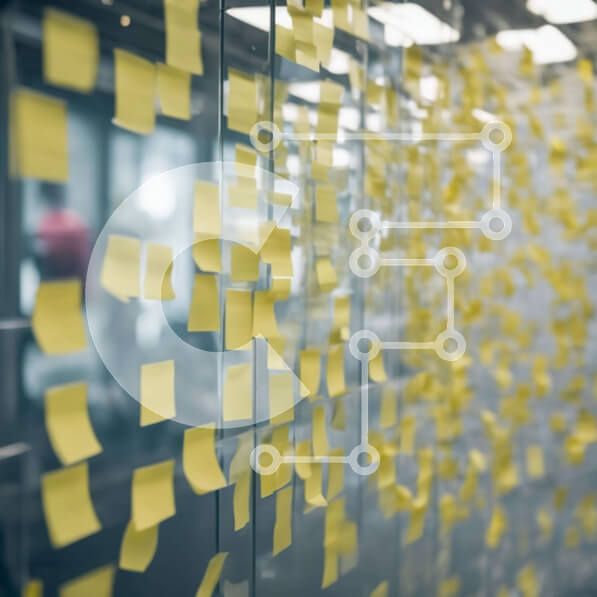 Intra Συλλεκτικό Ξύλινο Παζλ Plywood  4mm - Γυάλινος τοίχος καλυμμένος με κίτρινες νότες post-It Σε Ξύλινο Κουτί - Διαστάσεις Puzzle: 10x10 cm – 25 κομμάτια