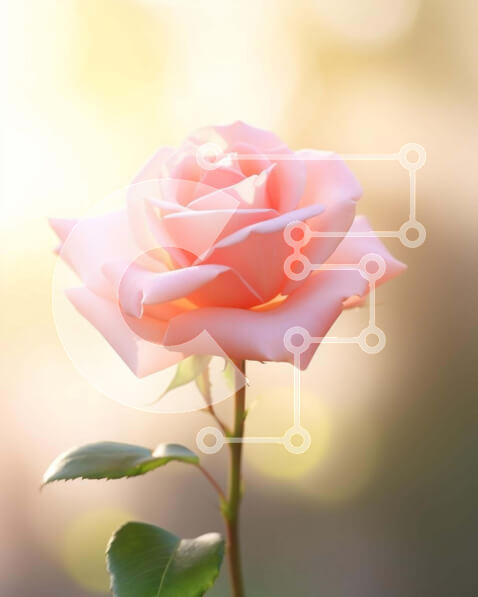 Intra Συλλεκτικό Ξύλινο Παζλ Plywood  4mm - Μονό ροζ τριαντάφυλλο με πράσινα φύλλα και μπόκε Σε Ξύλινο Κουτί - Διαστάσεις: 10x10 cm – 25 κομμάτια