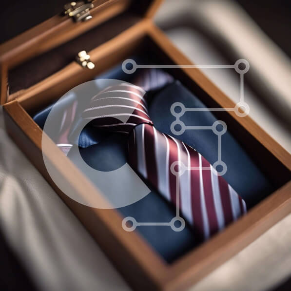 Σετ των 2 Intra Συλλεκτικό Ξύλινο Παζλ Plywood  4mm - Κόκκινη και λευκή ριγέ γραβάτα  Σε Ξύλινο Κουτί Σε Ξύλινο Κουτί - Διαστάσεις: 10x10 cm – 25 κομμάτια